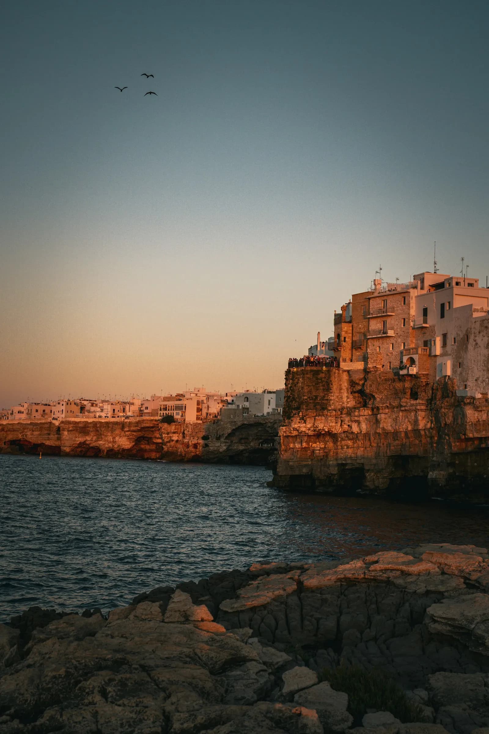 Cliffside houses above the Adriatic near Bari, in Polignano a Mare