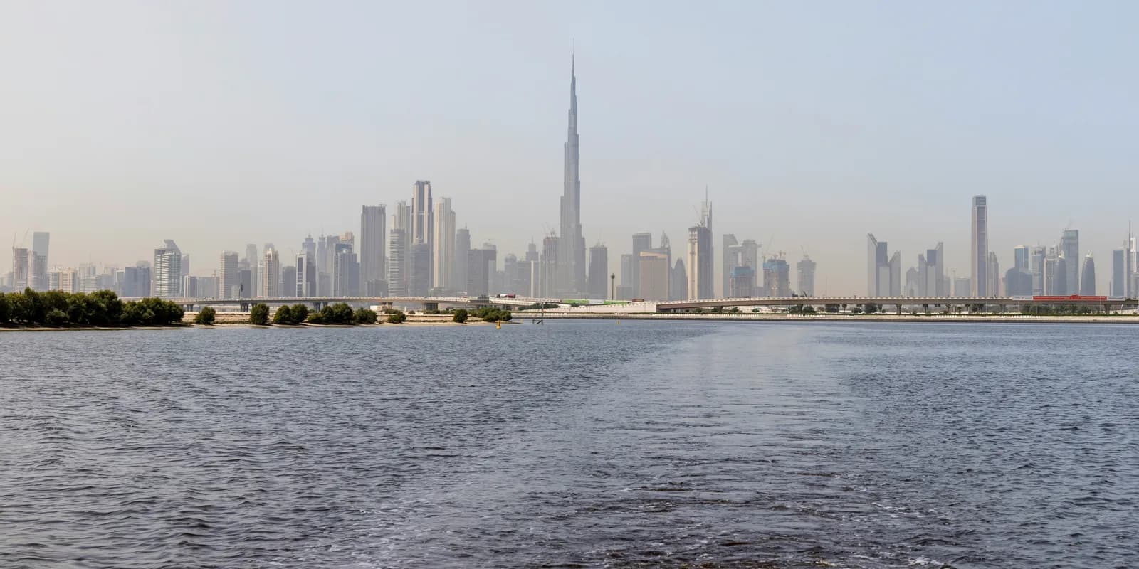 Dubai skyline across the water
