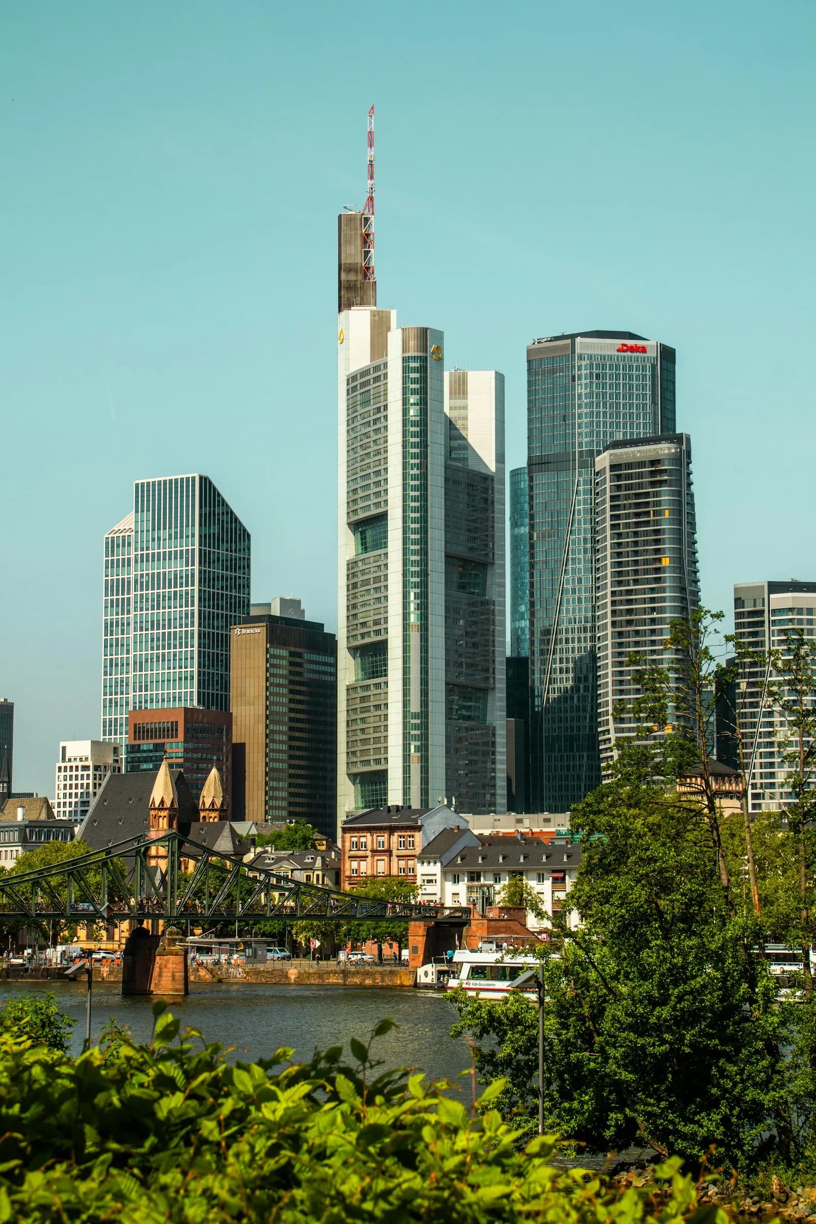 Frankfurt's riverside skyline of glass towers