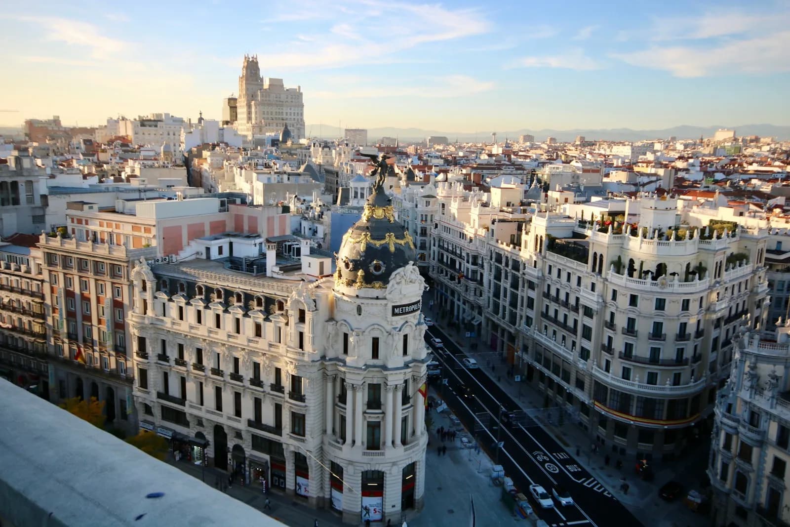Gran Vía and the Metropolis building in central Madrid