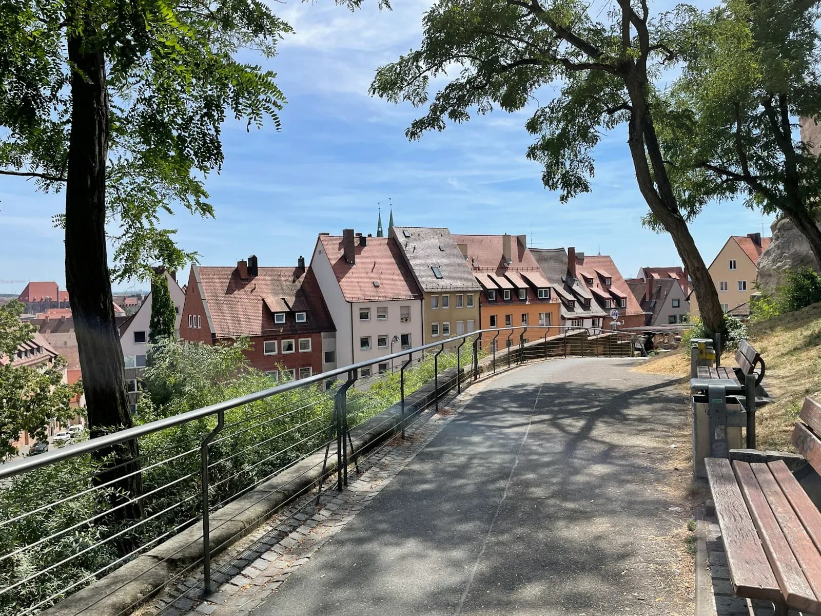 Red rooftops of Nuremberg seen from the castle walkway