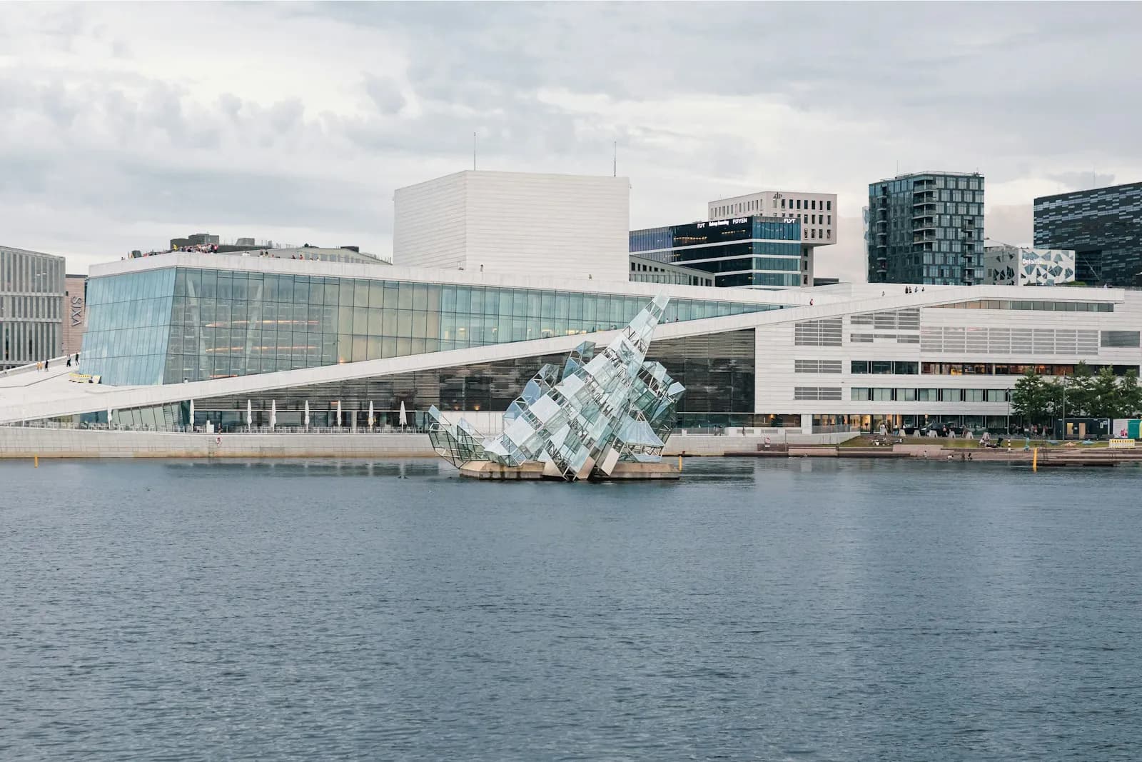Oslo Opera House and the She Lies sculpture beside the harbour