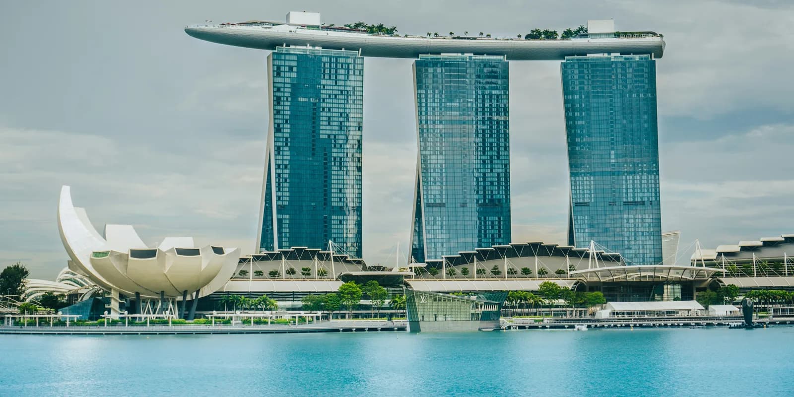 Singapore skyline across the waterfront