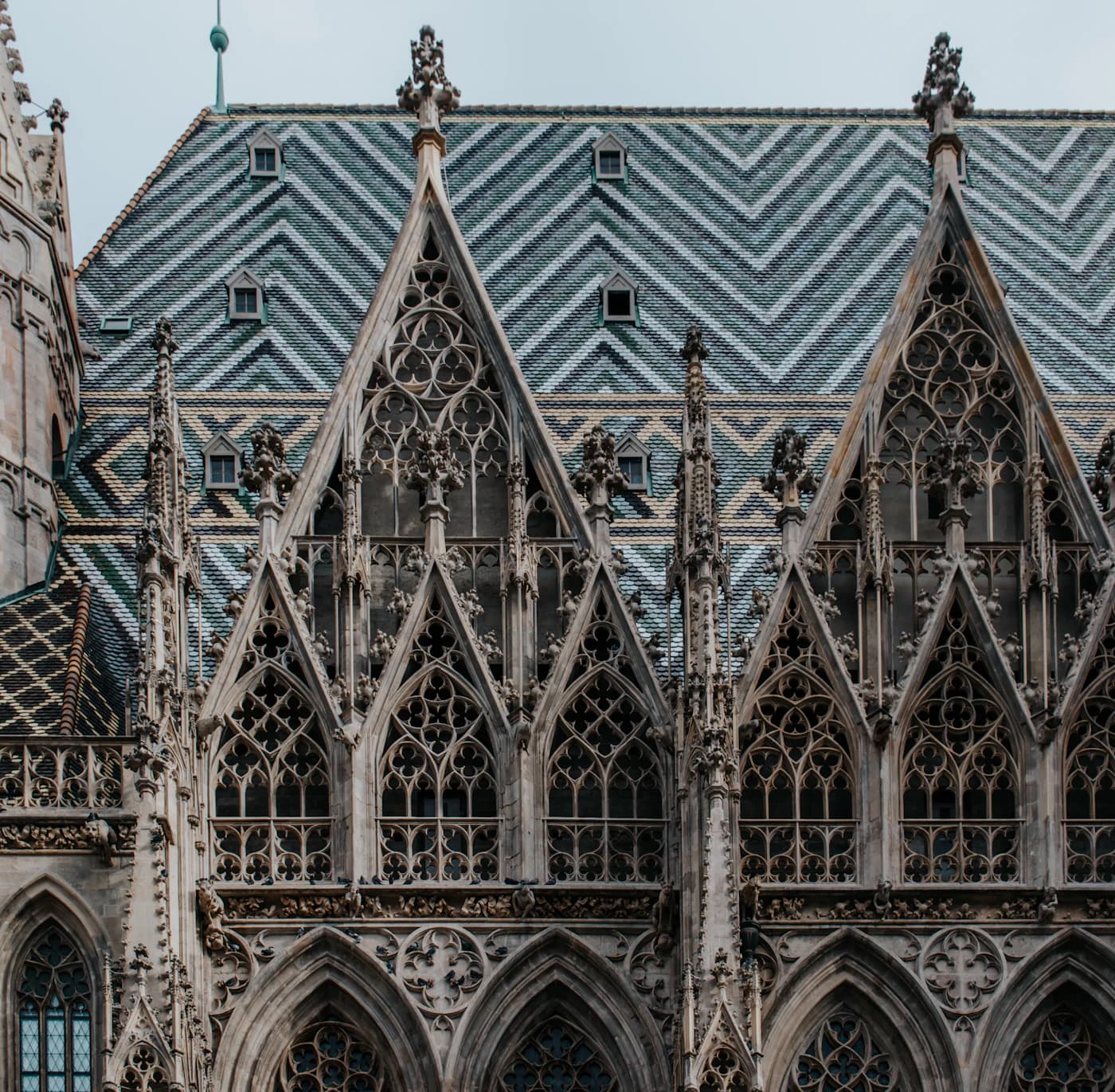 St. Stephen's Cathedral rising above a Vienna street